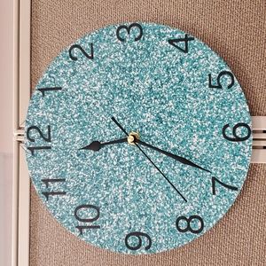 Teal Glitter-faced Clock